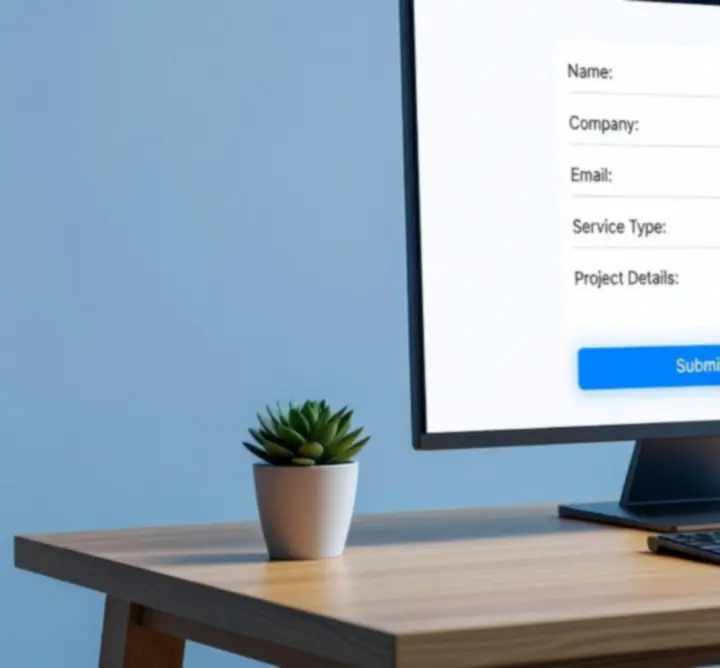 Online quote form displayed on a laptop screen