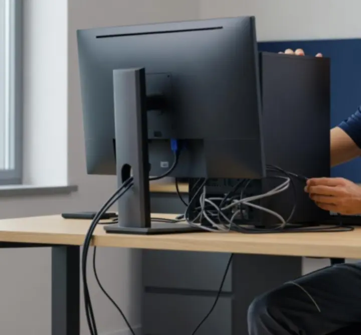 Technician configuring a business laptop